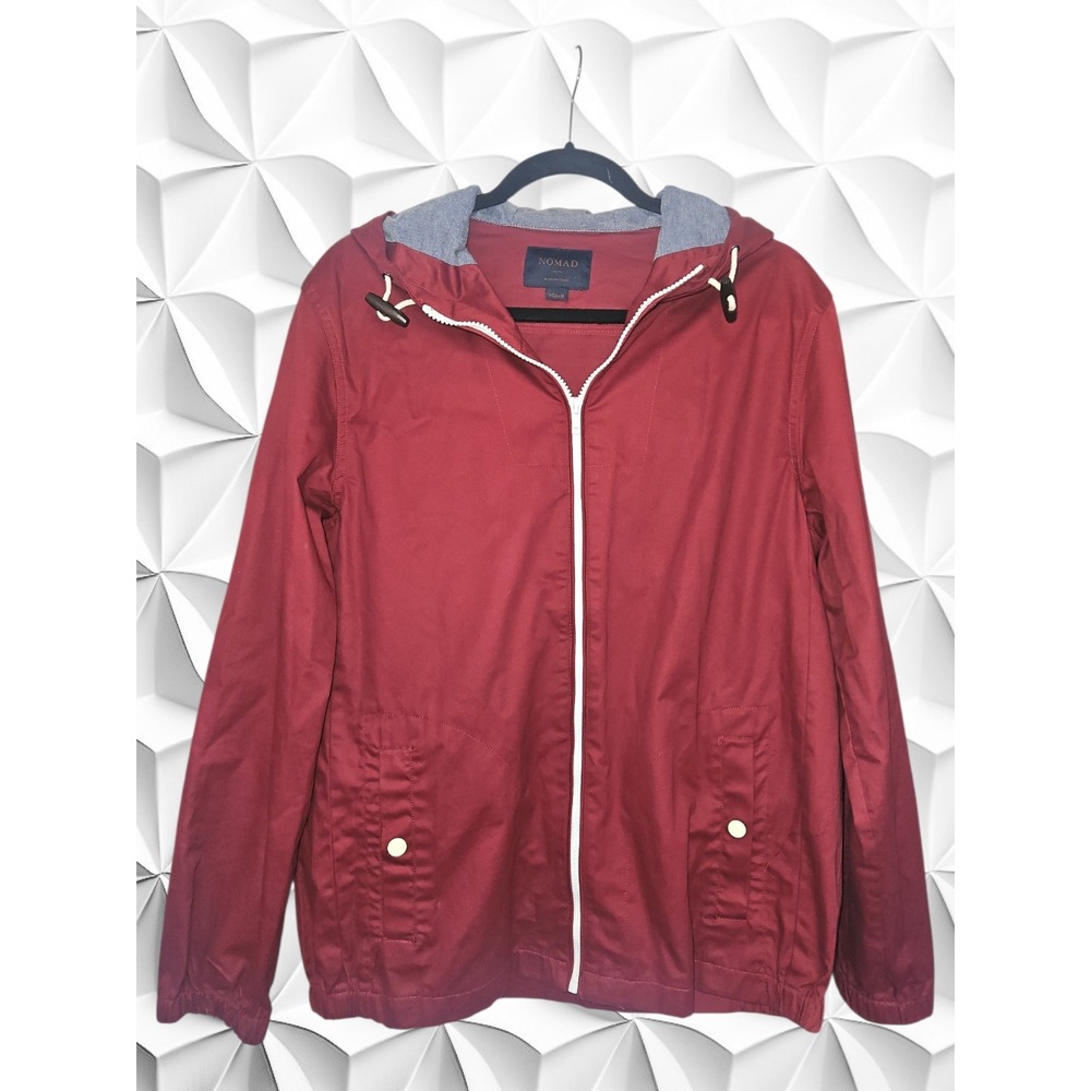 Nomad Mens Cranberry Boarding Pass Jacket Red Hooded Full Zip Cotton 1120JK M
